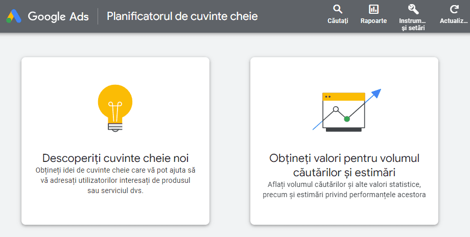 planificatorul de cuvinte cheie