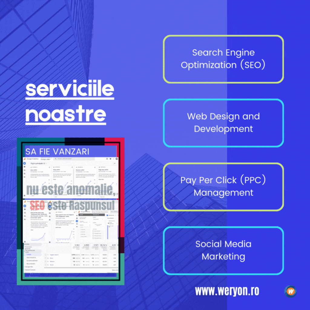 SERVICII OPTIMIZARE SI DEZVOLTARE AFACERI ONLINE