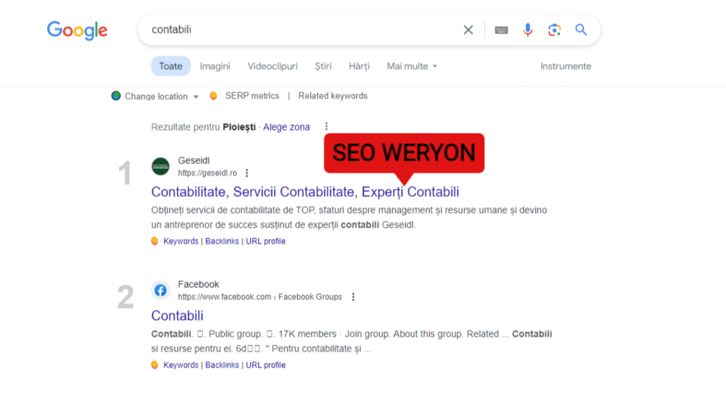 Rezultate Servicii SEO afacere internațională 