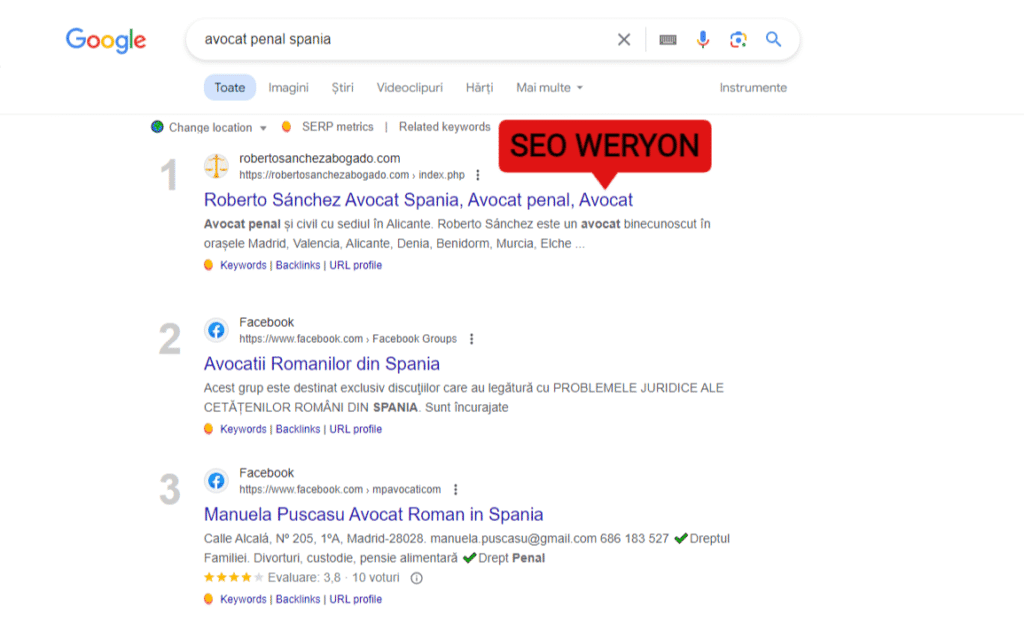 Rezultate Servicii SEO afacere locala