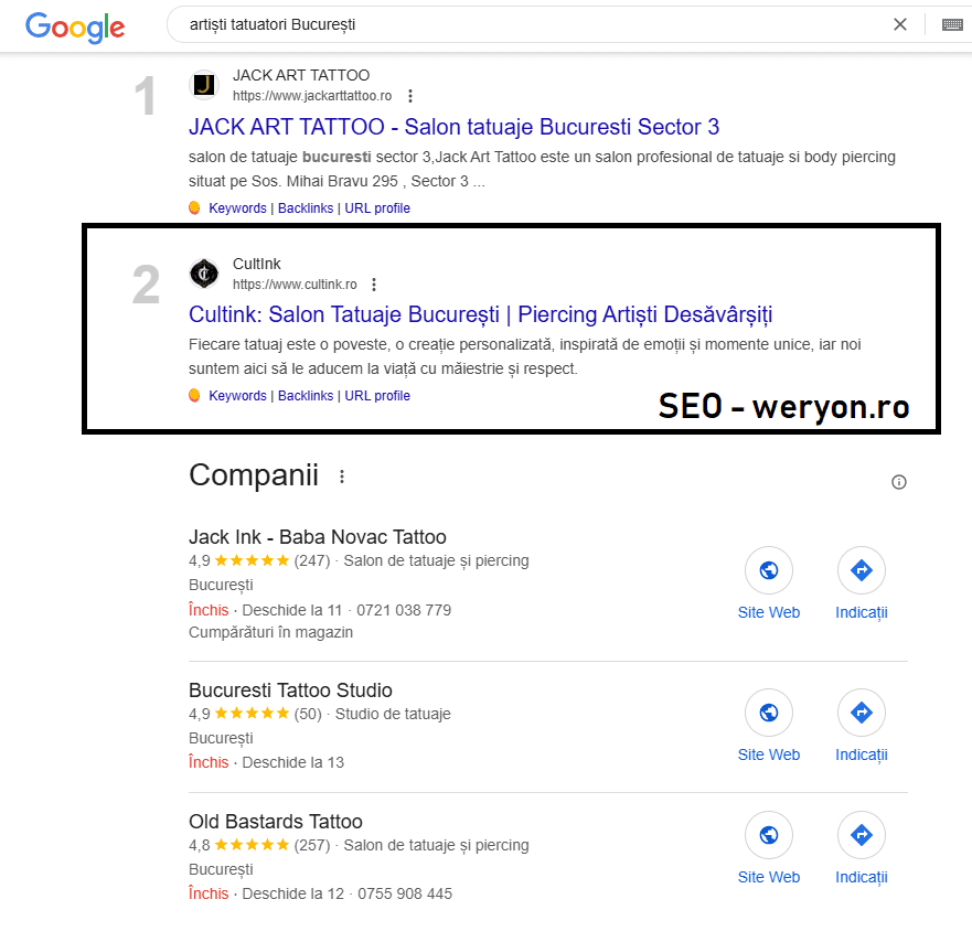 creșteri organice motoare de căutare 