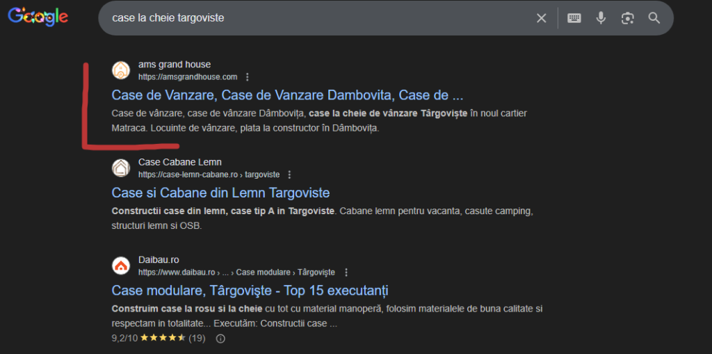 case la cheie Targoviste - SERP Google Ro
