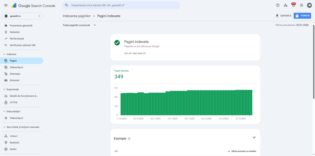 exatras GSC Geseidl pagini indexate