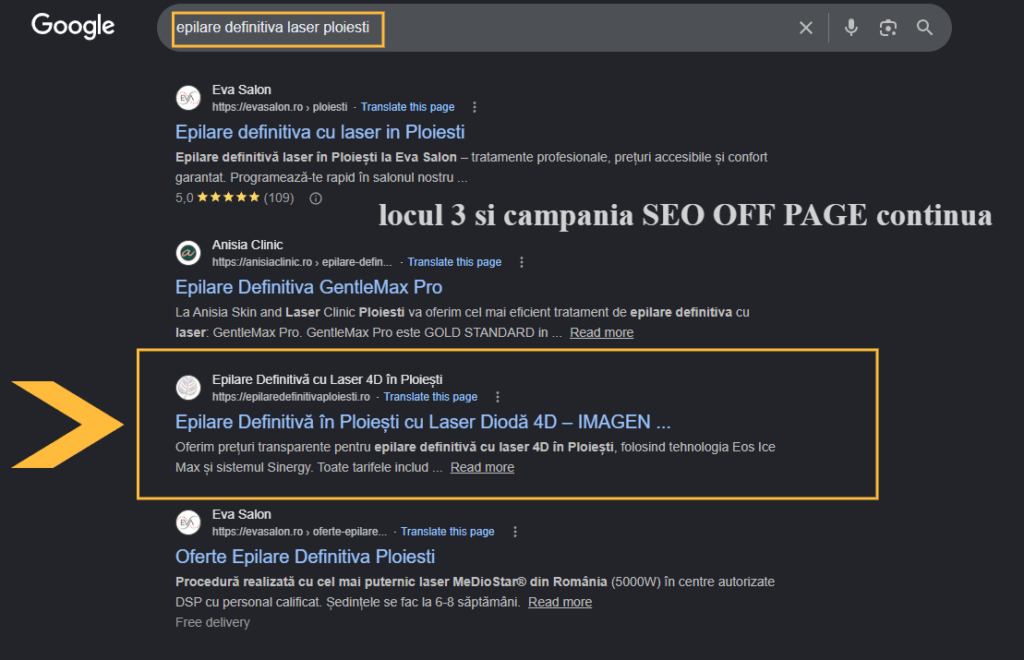 EXTRAS GOOGLE ROMANIA KPI PROIECT EPILARE LASER PLOIESTI