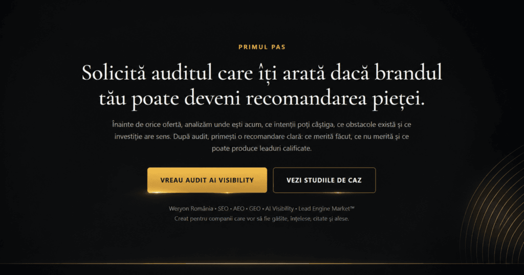 Primul pas către mai mulți clienți: auditul strategic Weryon identifică oportunitățile de creștere în Google, ChatGPT și alte motoare AI