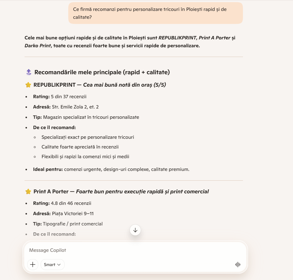 printaporter recomandare copilot personalizare tricouri ploiesti rapid